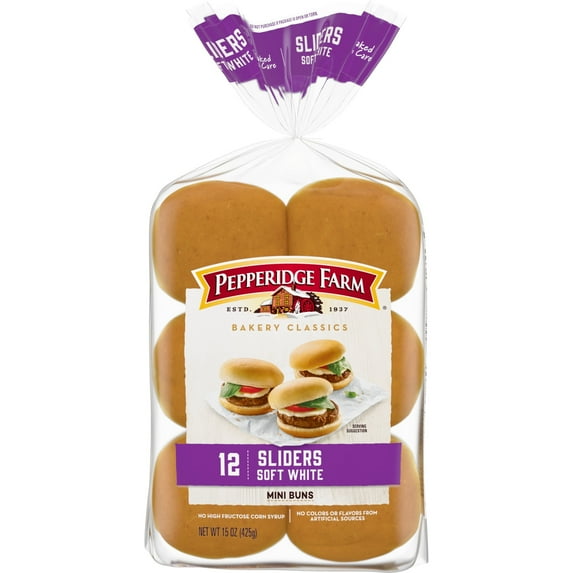 Pepperidge Farm Soft White Slider Buns, 12-Ct Bag (Pack of 6)