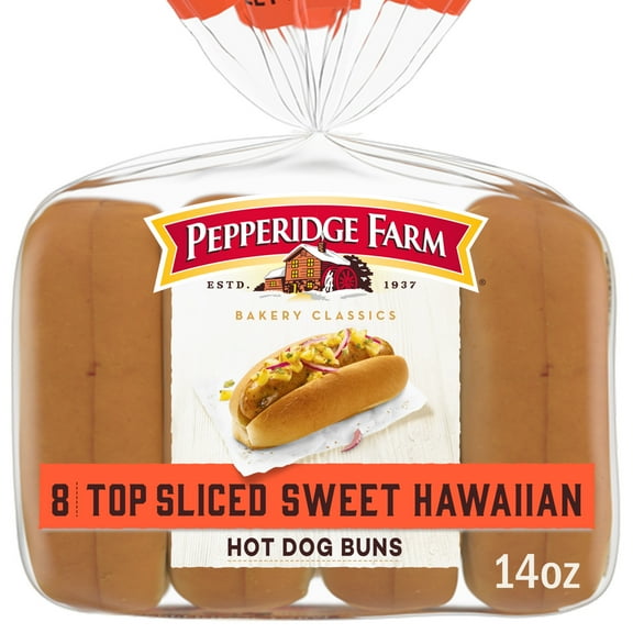 Pepperidge Farm Sweet Hawaiian Hot Dog Buns, Top Sliced, 8-Pack Bag