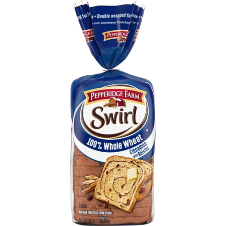 Pepperidge Farm Swirl 100% Whole Wheat Cinnamon with Raisins Breakfast Bread, 16 oz Loaf