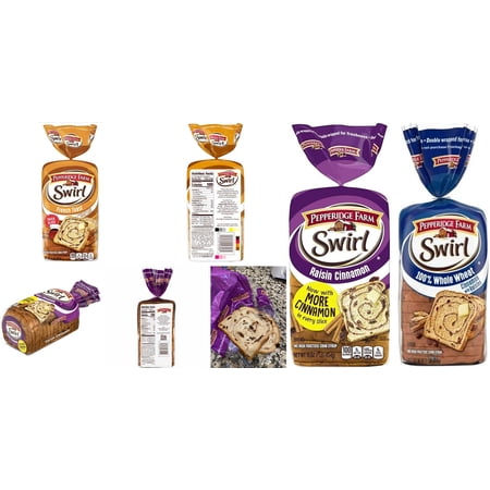 Pepperidge Farm Swirl French Toast, Swirl Raisin Cinnamon & Swirl 100% Whole Wheat Bread, Variety 3-Pack