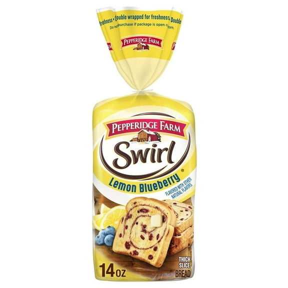 Pepperidge Farm Swirl Lemon Blueberry Breakfast Bread 14 oz, Sweet Loaf (Pack of 4)