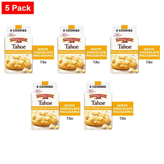 Pepperidge Farm Tahoe Crispy White Chocolate Macadamia Nut Cookies 7.2 oz - 5 Pack