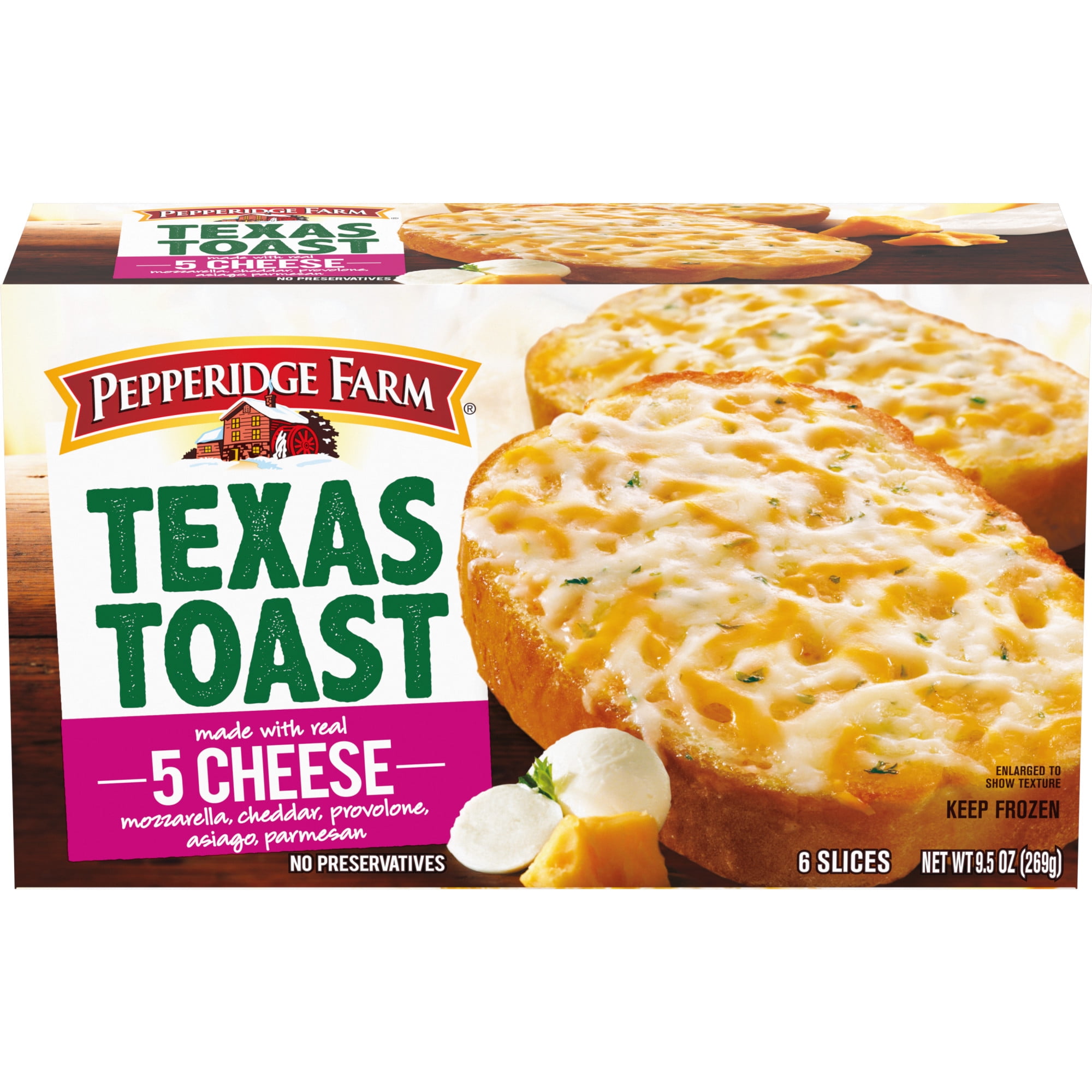 Pepperidge Farm Texas Toast Frozen 5 Cheese Bread, 6 Slices, 9.5 oz. Box