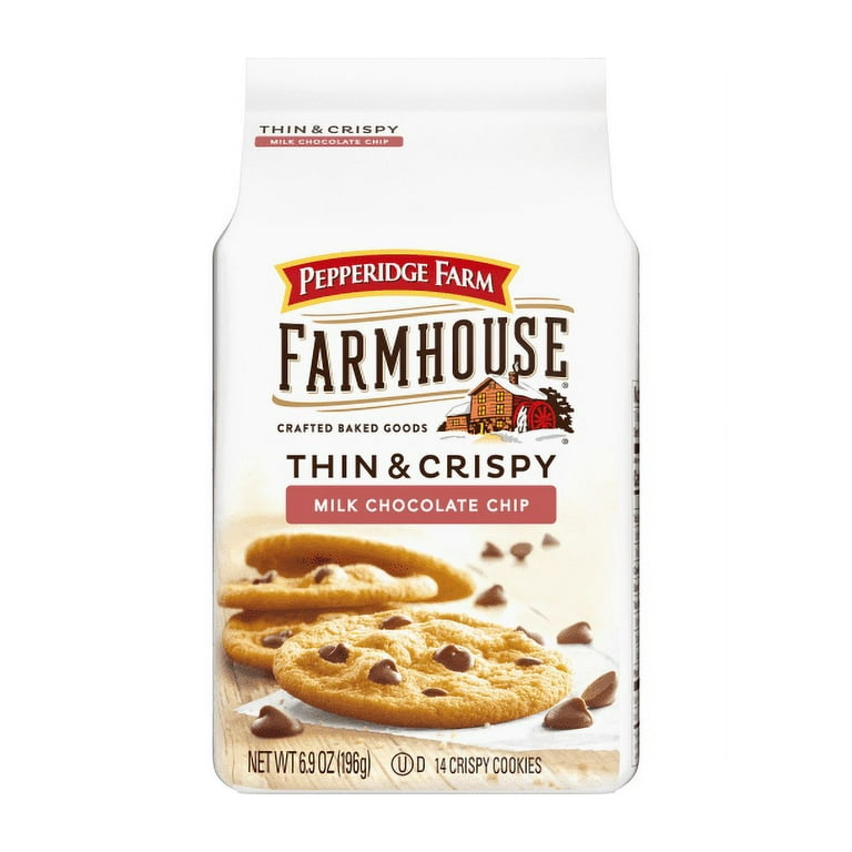 Pepperidge Farm Farmhouse Thin and Crispy Dark Chocolate Chip Cookies, 6.9  OZ Bag (14 Cookies)
