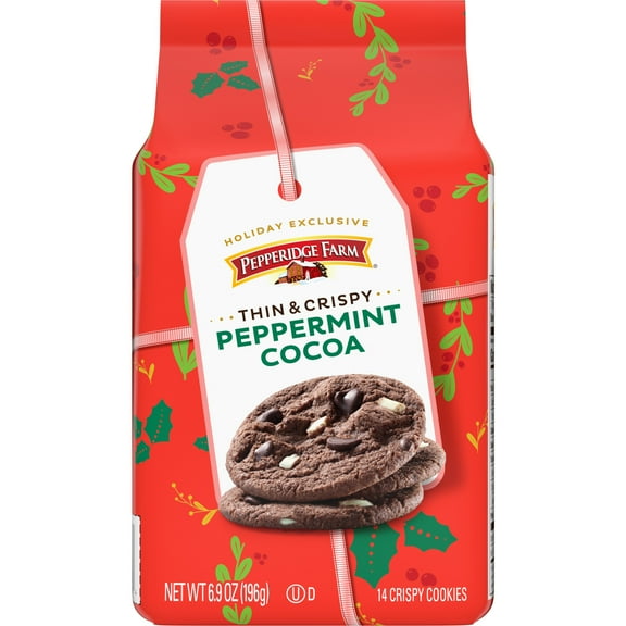 Pepperidge Farm Thin & Crispy Peppermint Cocoa Cookies, 6.9 oz Bag