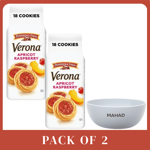 Pepperidge Farm Verona Apricot Raspberry Thumbprint Cookies, 6.75 oz Bag-2 pack with Bowl