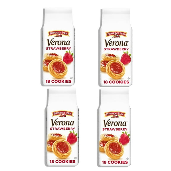 Pepperidge Farm Verona Indulgence: Strawberry Thumbprint Cookies - Perfect Duo for Any Occasion (4 Pack Combo 72 Individual Cookies in Total)