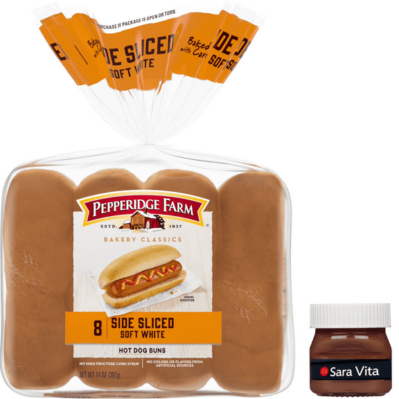 Pepperidge Farm White Hot Dog Buns, Side-Sliced, 8-Pack Bag