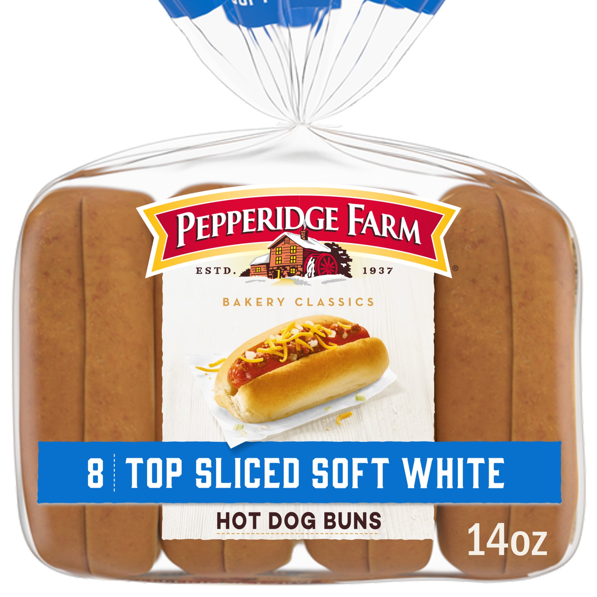 Pepperidge Farm White Hot Dog Buns, Top Sliced, 8-Pack Bag