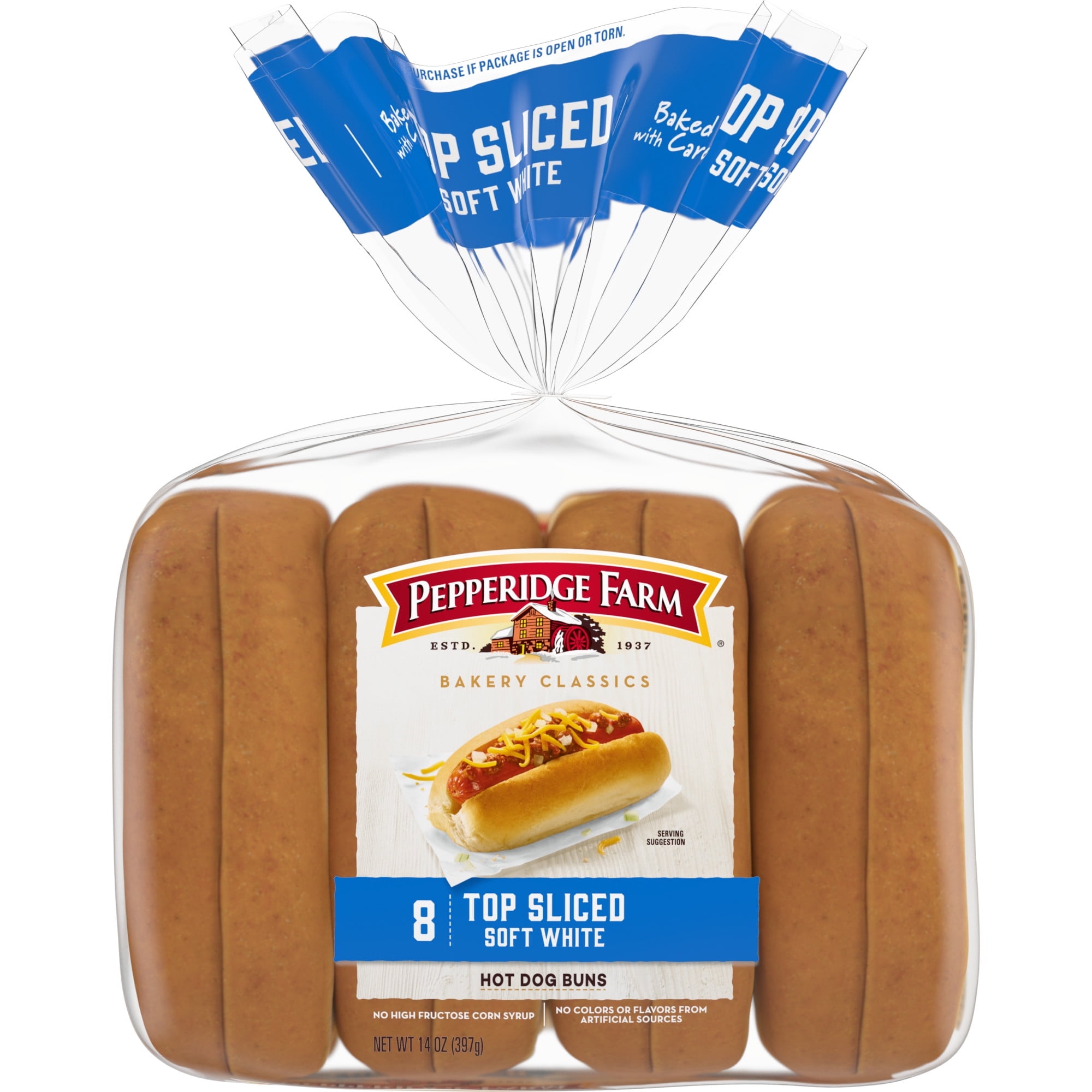 Pepperidge Farm White Hot Dog Buns, Top Sliced, (Pack of 6)