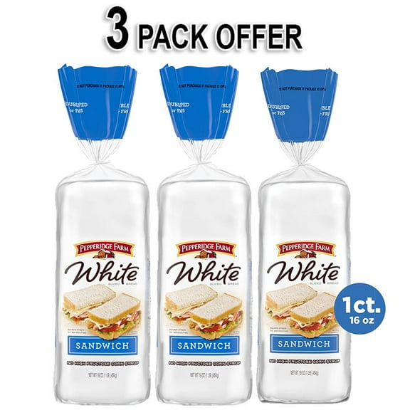 Pepperidge Farm White Sandwich Bread, 16 oz (Pack of 3)