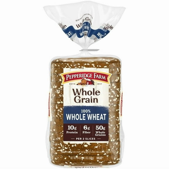 Pepperidge Farm Whole Grain 100% Whole Wheat Bread, 24 oz Loaf(pack of 3)
