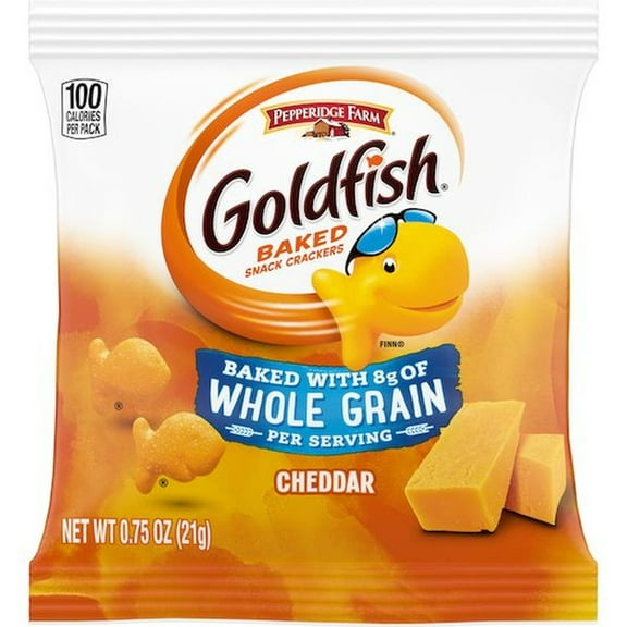 Pepperidge Farms Goldfish Cheddar Whole Grain Crackers, 0.75 Ounce bag -- 300 per Case.
