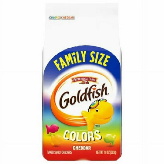 Pepperidge Farms Goldfish Crackers, Colors Cheddar Crackers, 3-Pack 10 oz. Family Size Bags