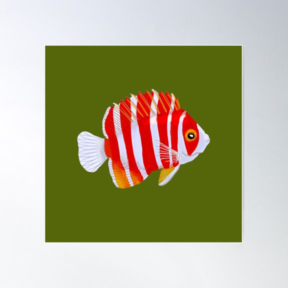 Peppermint Angelfish Poster Wall Art, Modern Wall Decor For Living Room Bedroom, 17x17 UNFRAMED