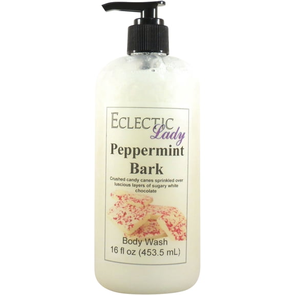 Peppermint Bark Body Wash by Eclectic Lady, Liquid Shower Gel for Women and Men, 16 Ounces