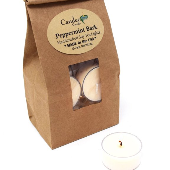 Peppermint Bark, Soy Tea Light 12-Pack
