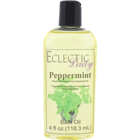 Peppermint Bath Oil - Scented Body Oil - Relaxing & Moisturizing Bathing Oil - Fragrance Body Oil For Dry & Rough Sensitive Skin - 4 oz