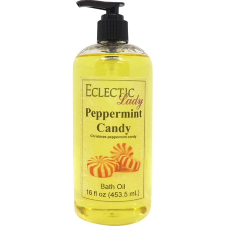 Peppermint Candy Bath Oil - Scented Body Oil - Relaxing & Moisturizing Bathing Oil - Fragrance Body Oil For Dry & Rough Sensitive Skin - 16 oz
