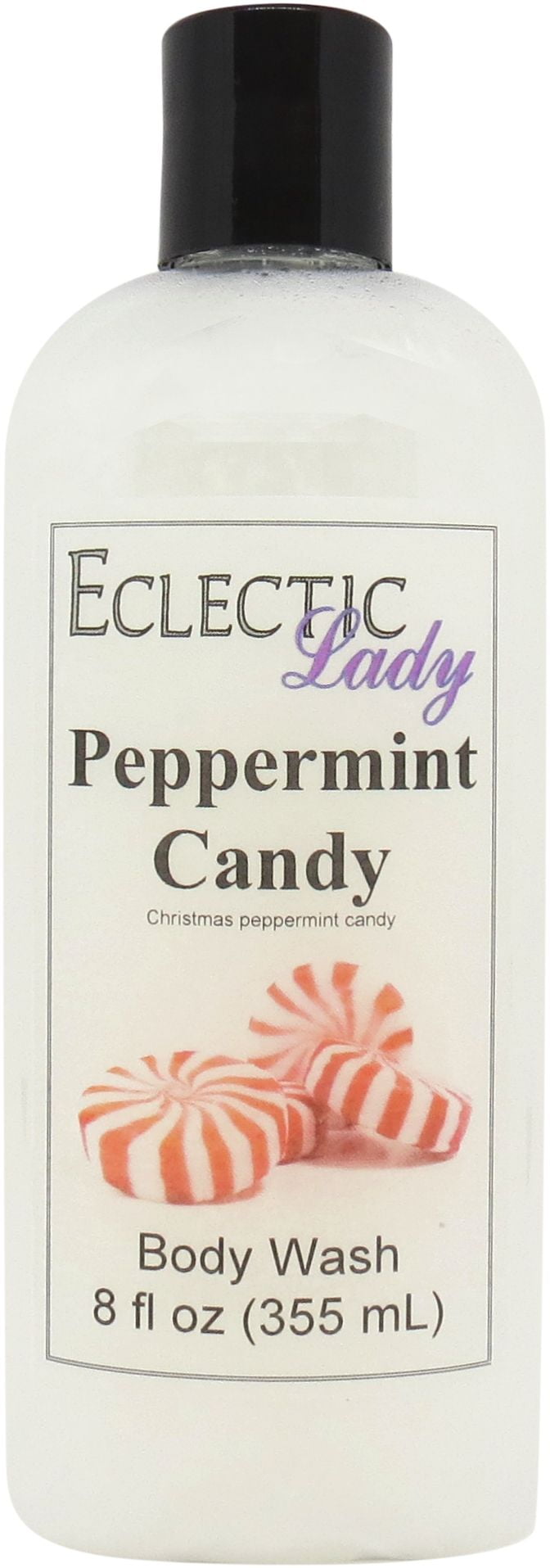 Peppermint Candy Body Wash by Eclectic Lady, Liquid Shower Gel for Women and Men, 8 Ounces