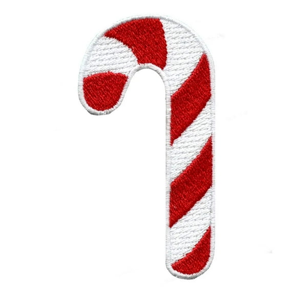Peppermint Candy Cane Embroidered Iron On Patch
