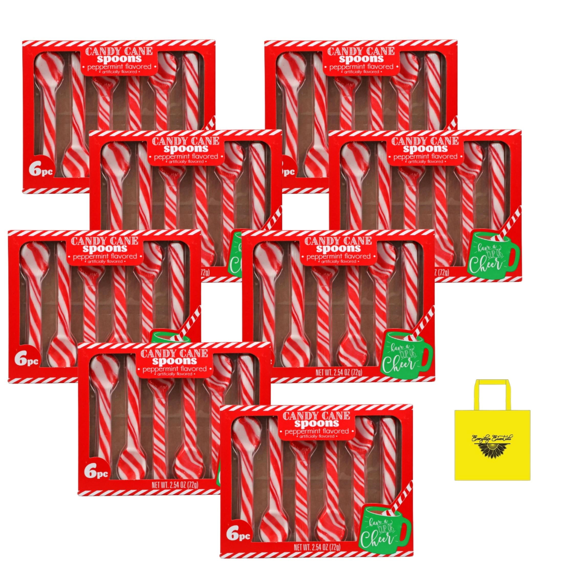 Peppermint Candy Cane Spoons, 2.54oz 6Ct Box Mint Flavored Christmas Candies Party Goodies Bag