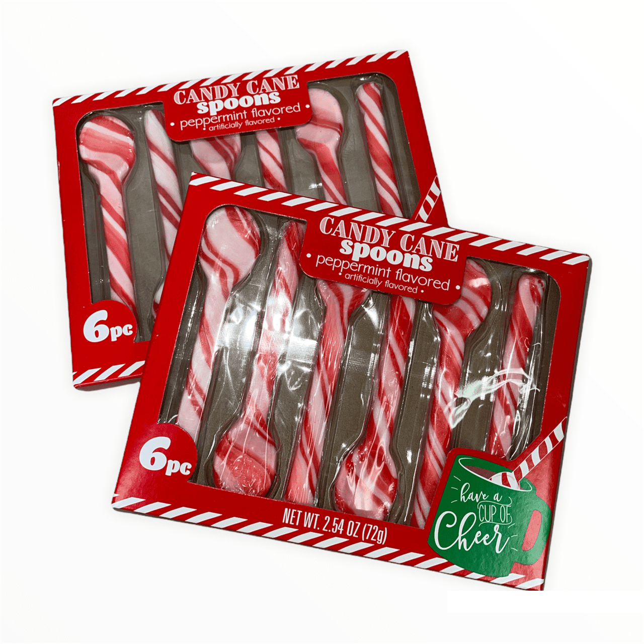 Peppermint Candy Cane Spoons, 6ct. Boxes; Lot of 2 Box (12 Spoons