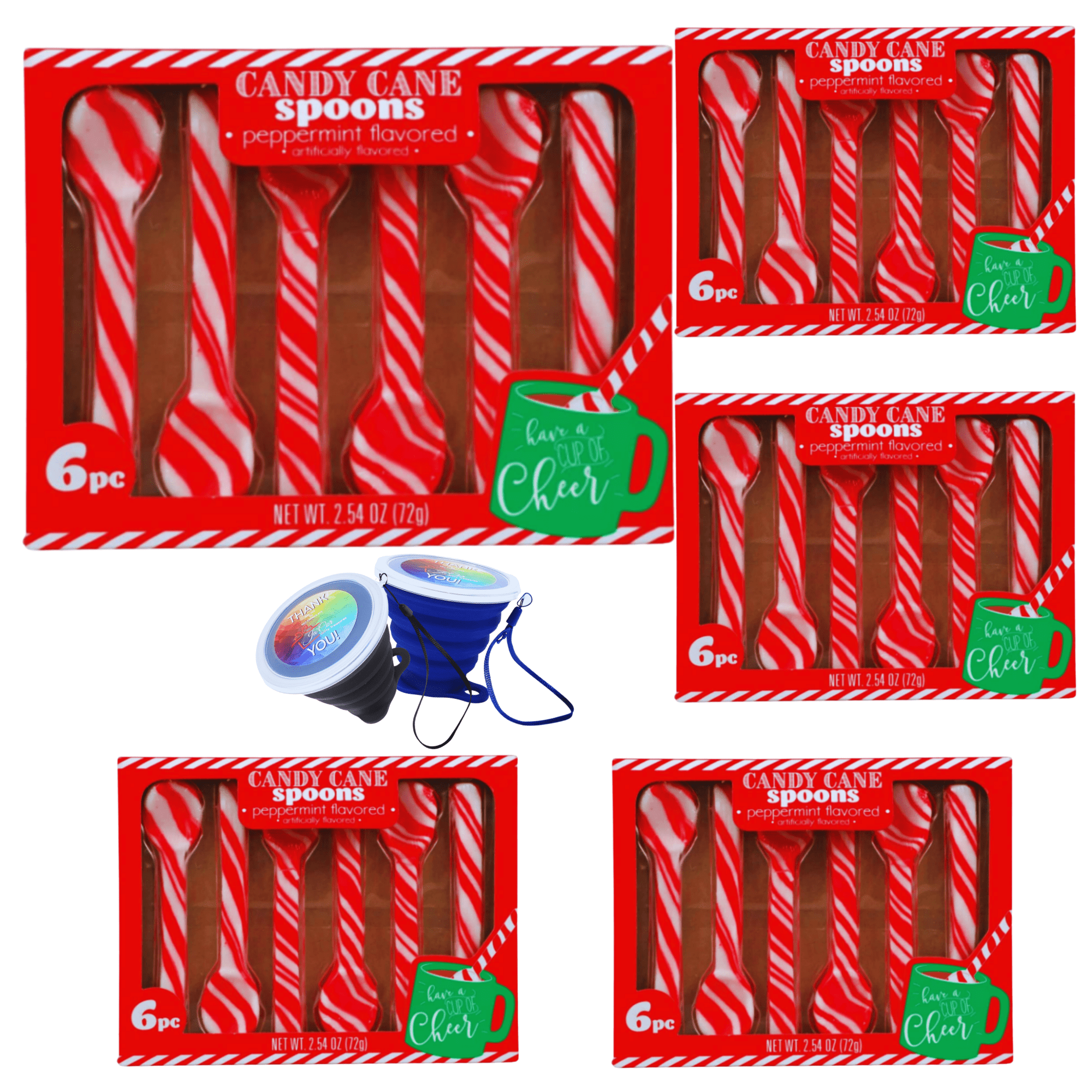 Peppermint Candy Cane Spoons Edible Sweet Puff Candy Spoon for Hot