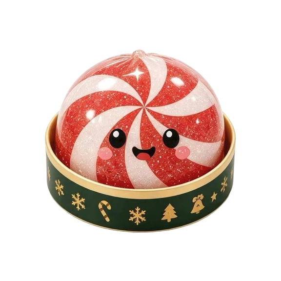 Peppermint Candy Cane Stripe Squishy Ball, Slow Rising Soft Squeeze Stress Toy for Christmas Desk Decor and Stocking Stuffers