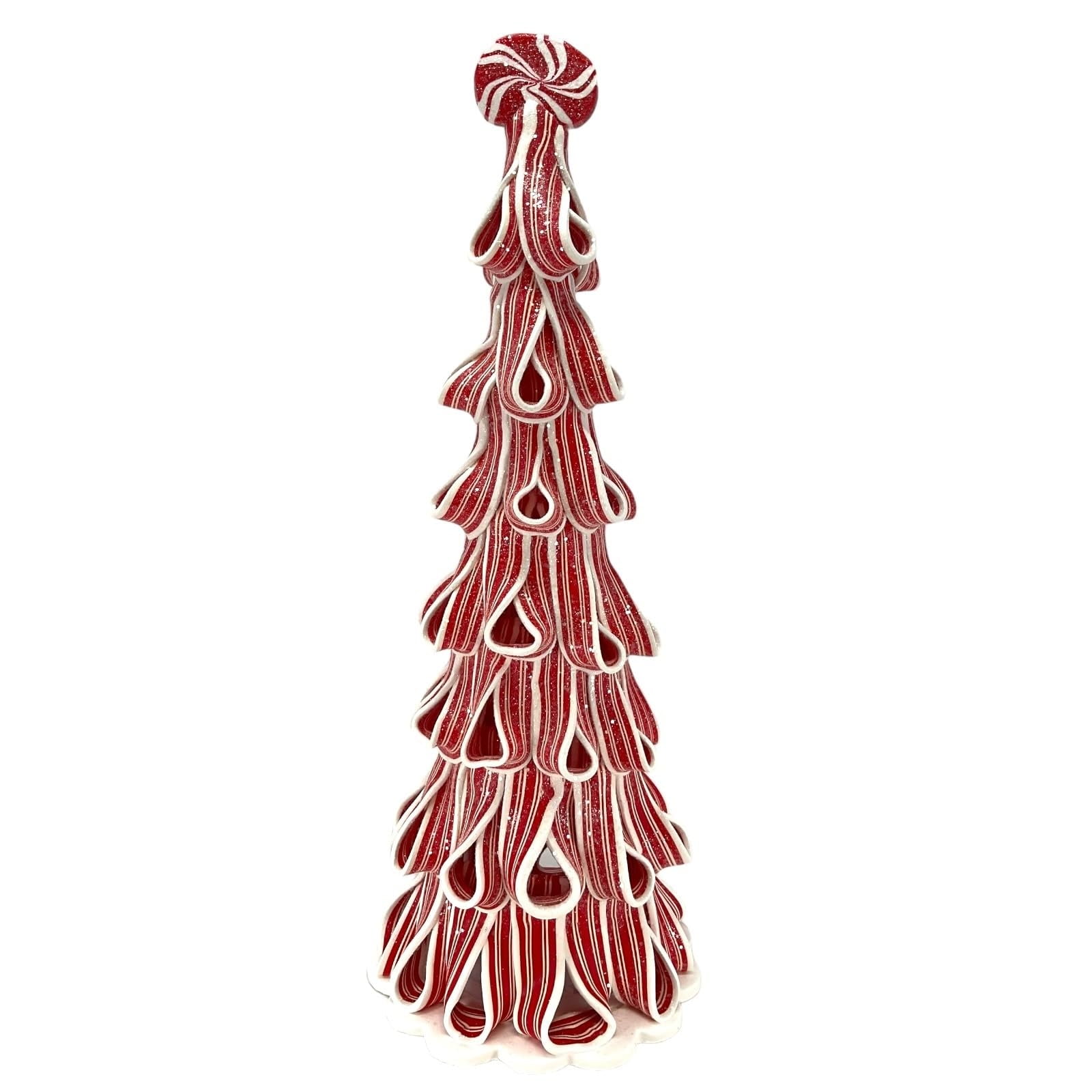 Medium White and Red Clay Dough Lighted Christmas Tree