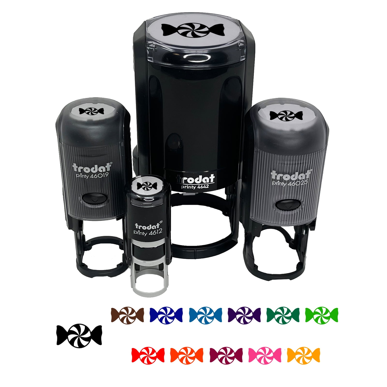 Peppermint Candy Self-Inking Rubber Stamp Ink Stamper - Black Ink - Medium 1 Inch