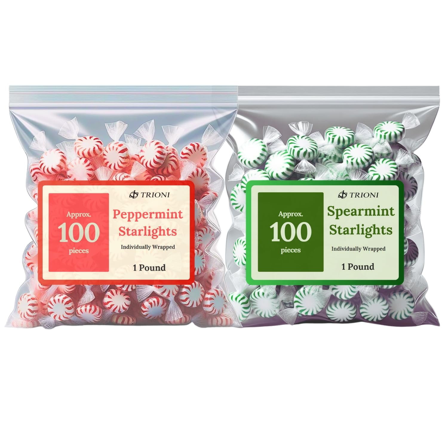 Peppermint Candy and Spearmint Candy Individually Wrapped 2 pound of