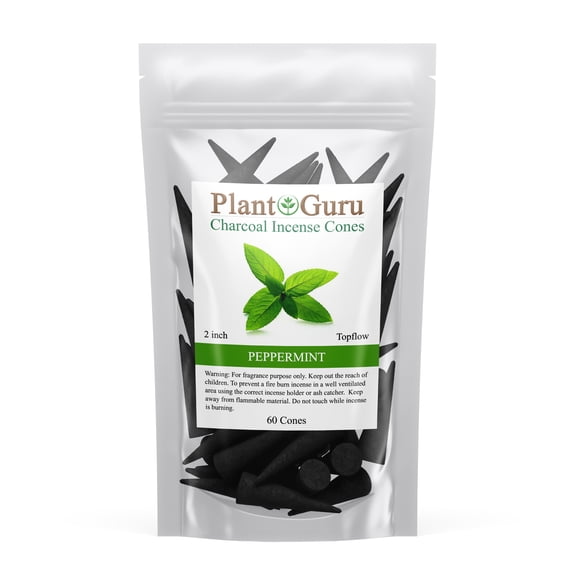 Peppermint Charcoal Incense Cones 2" TOPFLOW - 60 Pack Bulk - Natural Scented Cones Handmade Hand Dipped