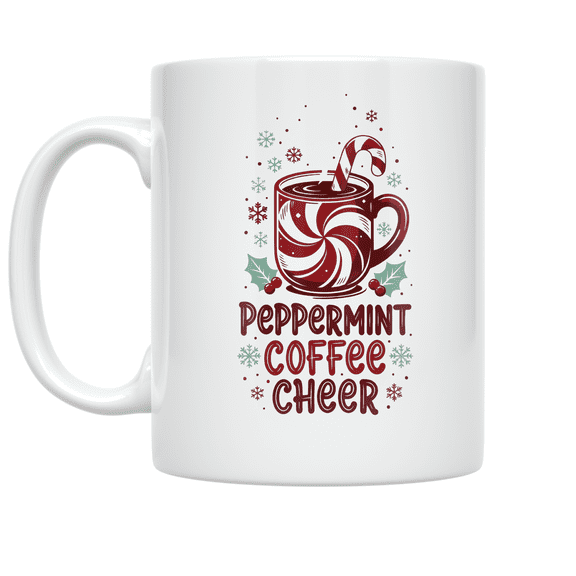 Peppermint Cheer Holiday Design - Winter Drink Enthusiast - 11 oz Ceramic Coffee Mug