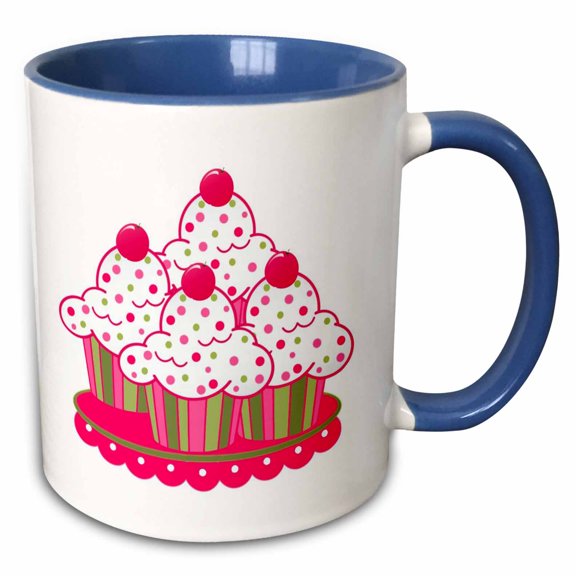 3drose, Peppermint Cupcakes, 15oz Two-tone Blue Mug