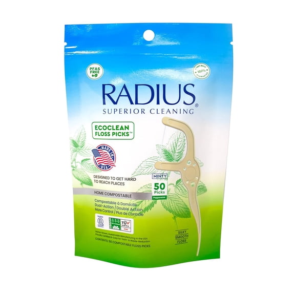 Peppermint EcoClean Compostable Floss Picks Adult for Oral Care Boost Non Toxic Tooth & Protection