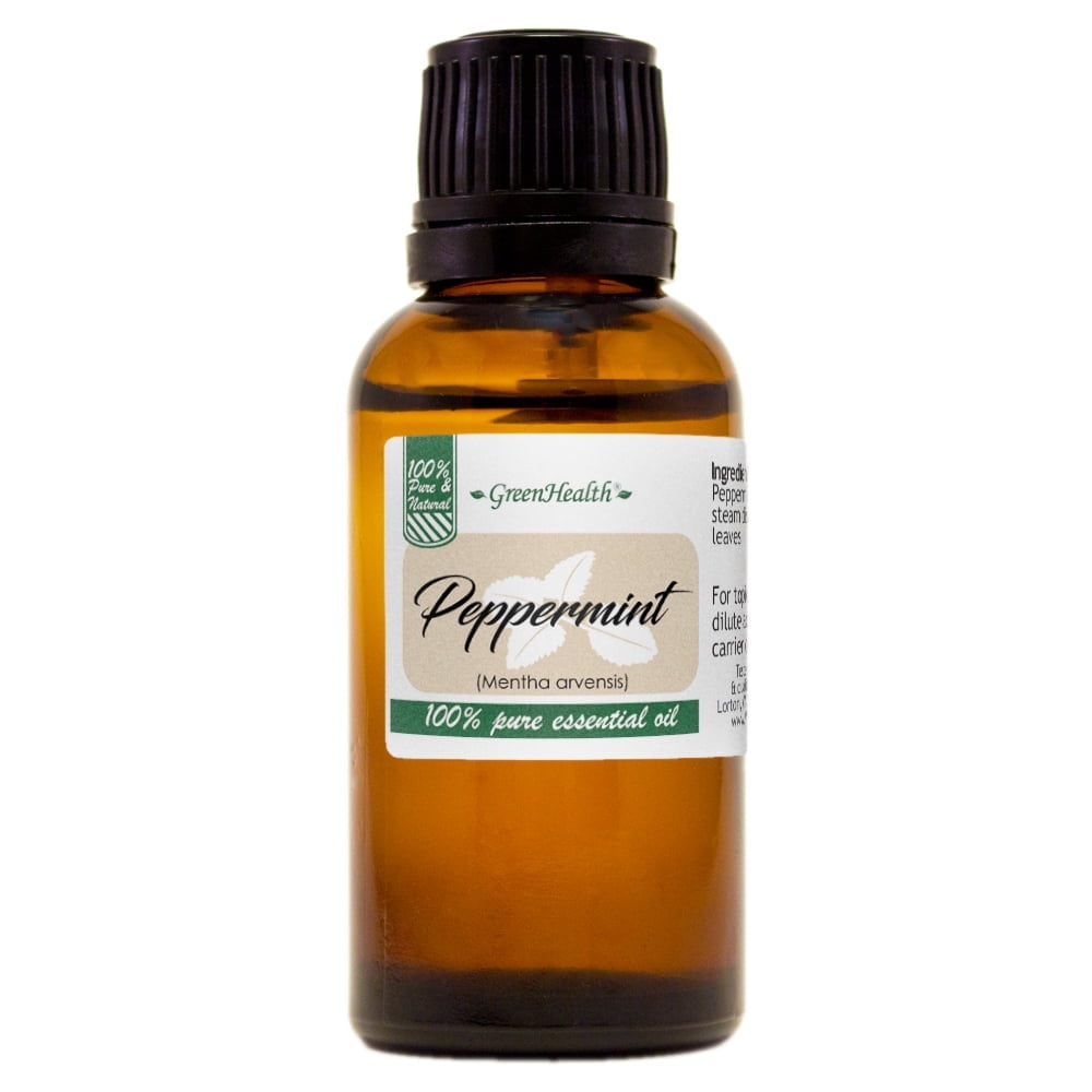 Peppermint Essential Oil - 1 fl oz (30 ml) Glass Bottle w/ Euro Dropper - 100% Pure Essential Oil by GreenHealth