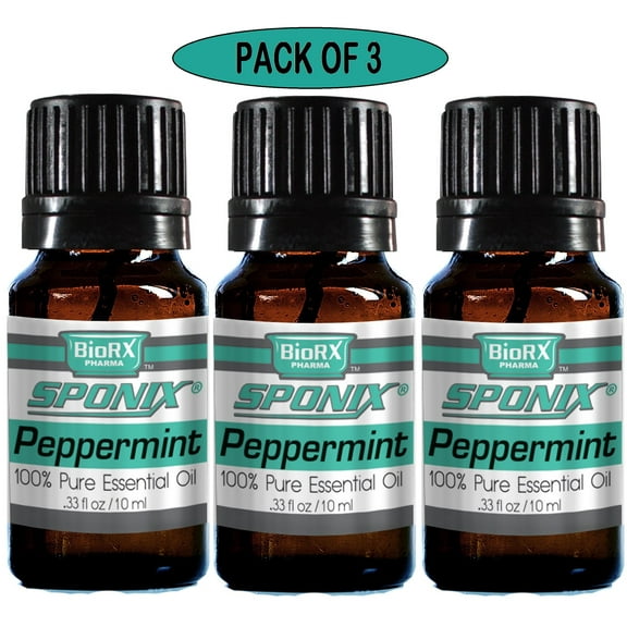 Peppermint Essential Oil 10 ml / 0.33 oz. Each for Aromatherapy 3 Pack - Made with 100% Pure Therapeutic Grade Essential Oils by Sponix (Set of 3)