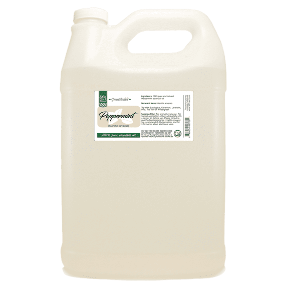 Peppermint Essential Oil - 128 fl oz (1 Gallon) Plastic Bottle w/ Cap - 100% Pure Essential Oil by GreenHealth