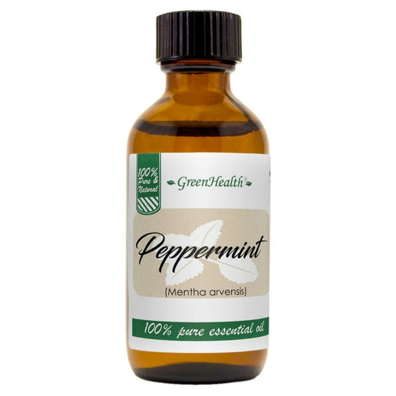 Peppermint Essential Oil - 2 fl oz (59 ml) Glass Bottle w/ Cap - 100% Pure Essential Oil by GreenHealth