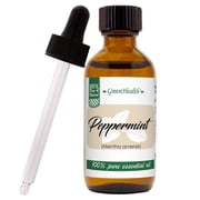 Peppermint Essential Oil - 2 fl oz 59 ml Glass Bottle w/ Cap & Additional Glass Dropper - 100% Pure Essential Oil by GreenHealth