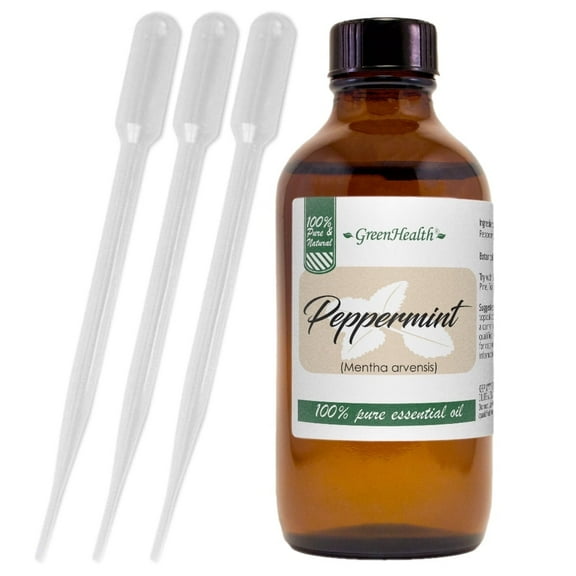 Peppermint Essential Oil 4 fl oz | 100% Pure Natural Aromatherapy Oil with 3 Droppers - GreenHealth