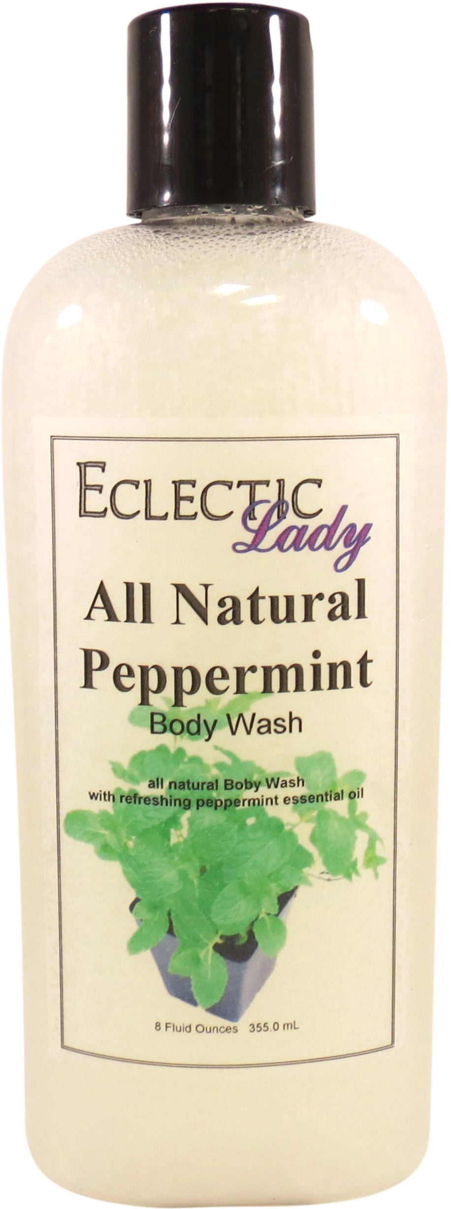 Peppermint Essential Oil Body Wash by Eclectic Lady, Liquid Shower Gel for Women and Men, 8 Ounces