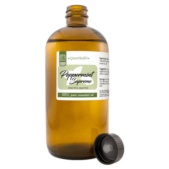 GreenHealth Peppermint Essential Oil (Mentha piperita) 16 fl oz (473 ml) Glass Bottle with Cap
