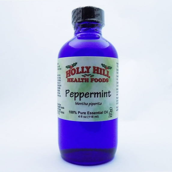 Holly Hill Health Foods, Peppermint, 100% Pure Steam Distilled Peppermint Leaf, Essential Oil, 4 Ounce