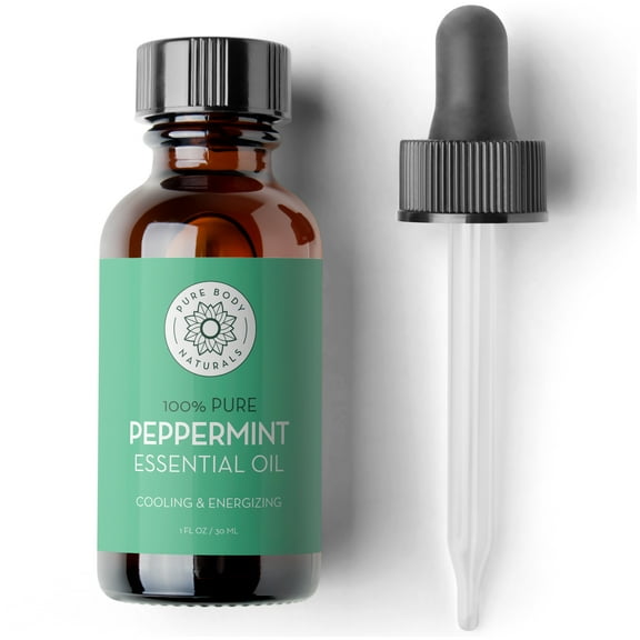 Peppermint Essential Oil for Pain Relief, Undiluted Therapeutic Oil 1 fl oz by Pure Body Naturals