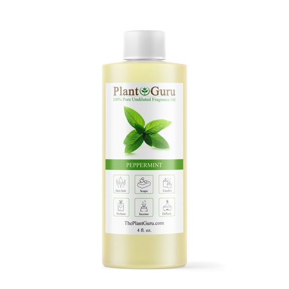 Peppermint Fragrance Oil 4 fl. oz. Scented Oil for DIY Soap Making, Candles, Bath Bombs, Body Butters. Used In Aromatherapy Diffusers, Burners and Warmers. Great Addition To Lotions and Creams.