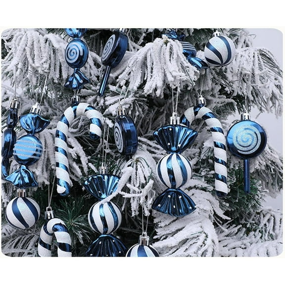 Peppermint Glitter Christmas Balls Ornaments Decor,Candy Cane Xmas Tree Hanging Decorations,18Pcs Sweet Lollipop Peppermint Christmas Ball Ornament for Home Winter Holiday Indoor Outdoor (Red)