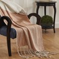 thumbnail image 1 of Peppermint Home Color Block Linen Throw Blanket, 50"x 70", Natural Orange, 1 of 3