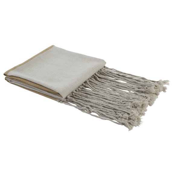 Peppermint Home Color Block Linen Throw Blanket, 50"x 70", Natural Yellow